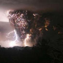 Lightning bolts above Chaiten volcano