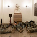 National Guard troops quarter in Capitol hallways